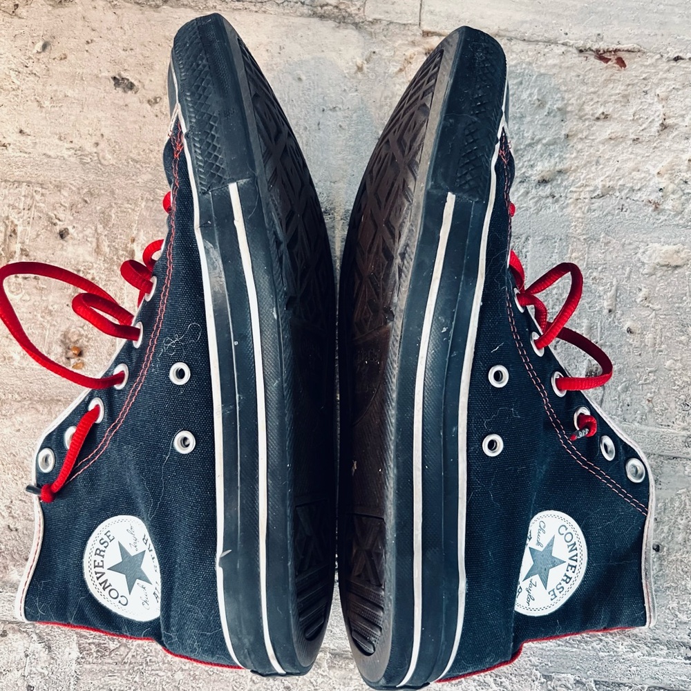 Converse Kids Black Sneakers with Red Laces